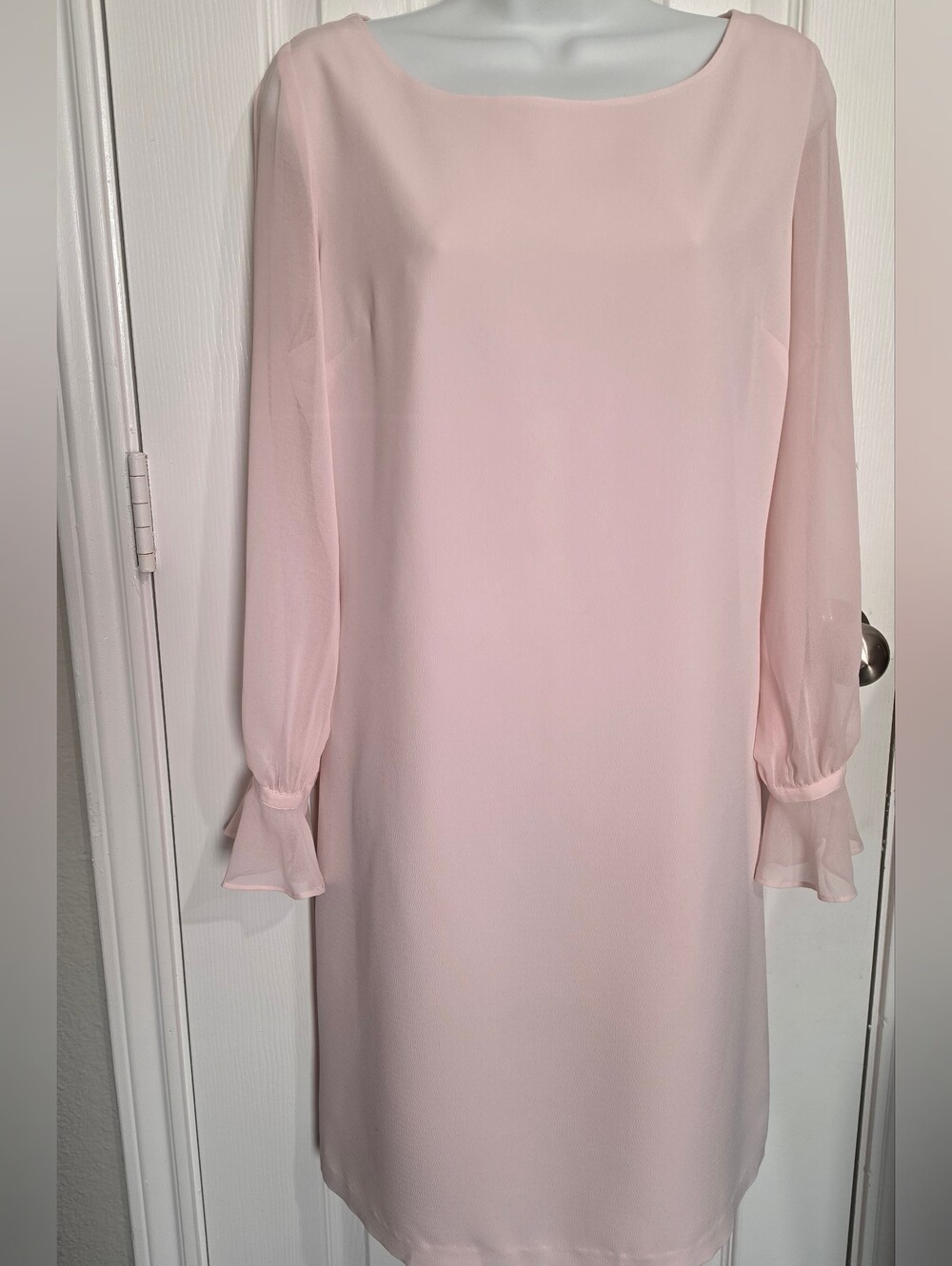 Karl Lagerfeld Soft Pink Chiffon Cold Shoulder Dress Size 12 Elegant
